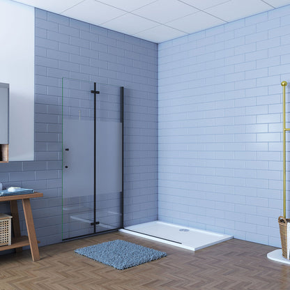 76 H.195 cm Falttür Walk in Duschtasse 150x80cm Ablaufgarnitur für badezimmer