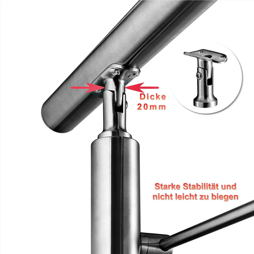 OZEAN Treppengeländer Edelstahl mit 3 Querstreben | 80 - 200 cm | 1,8mm Wandstärke Bodenmontage Silber