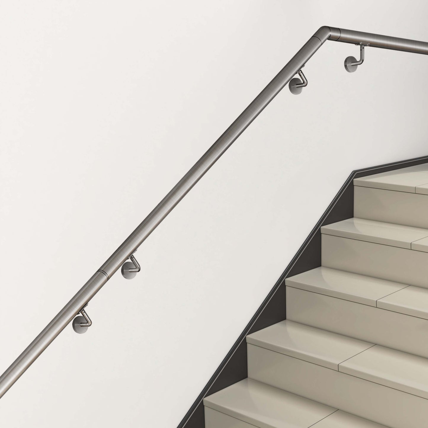 OZEAN Edelstahl Wandhandlauf Set - Silber - 80cm bis 200cm | Treppengeländer für Innen & Außen