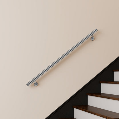 OZEAN Wandhandlauf Edelstahl 80-240 cm | 3mm verstärkte Lasche & 5mm Basis | Silber/Schwarz/Holzoptik