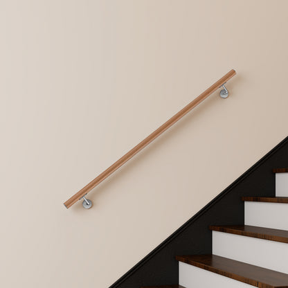 OZEAN Wandhandlauf Edelstahl 80-240 cm | 3mm verstärkte Lasche & 5mm Basis | Silber/Schwarz/Holzoptik