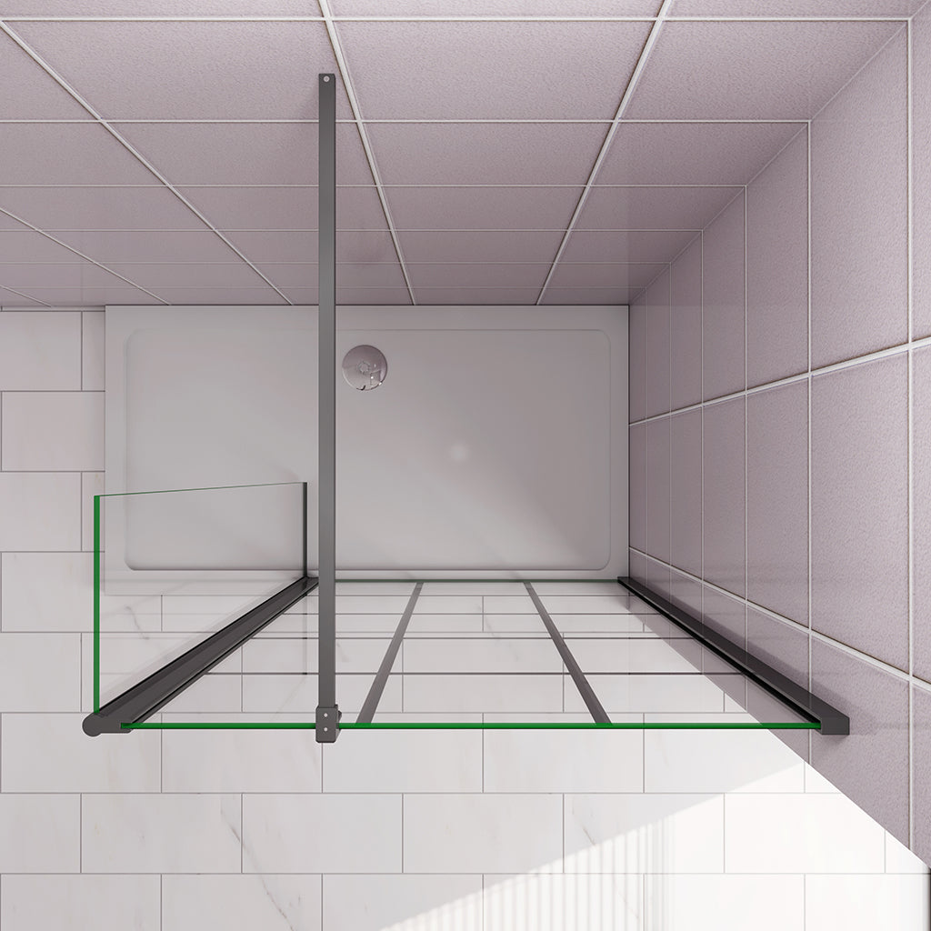 80+40 H.200 cm Walk in Duschwänd Gittermuster mit Schwenkbar Stabilisationsstange 140cm für badezimmer