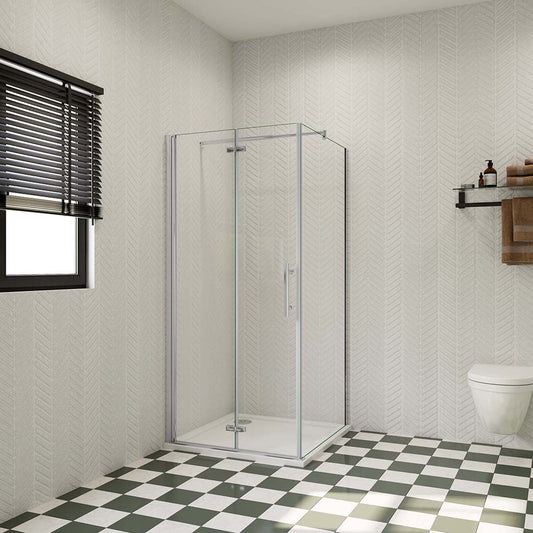 80x100 H.185 cm Glasdusche Falttür mit Seitenwand