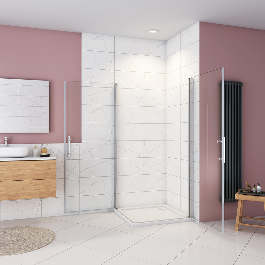 80x70 H.195 cm Drehtür Eckeinstieg Duschtasse für badezimmer