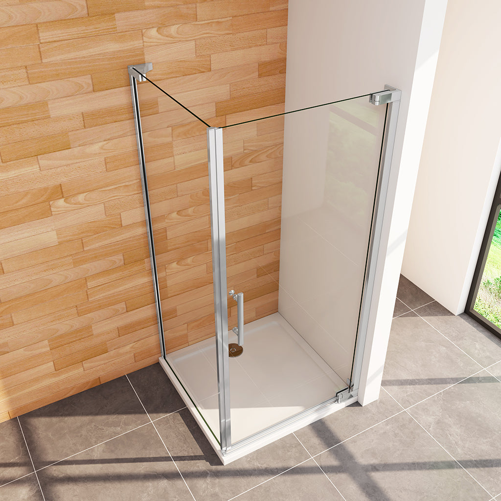80x90 H.185 cm Glasdusche Drehtür mit Seitenwand Duschtasse für badezimmer