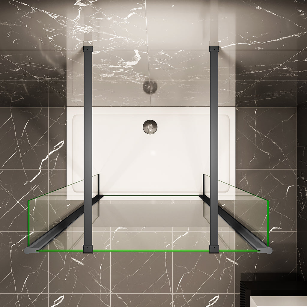 85 H.200 cm Walk in Glaswand dusche mit 2xStabilisationsstange 140cm