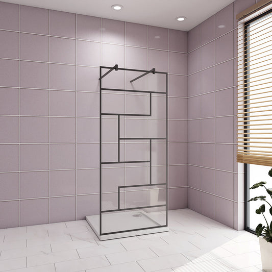 87.7 H.200 cm Glasduschwand Walk in Duschwand mit 2xStabilisationsstange 90cm