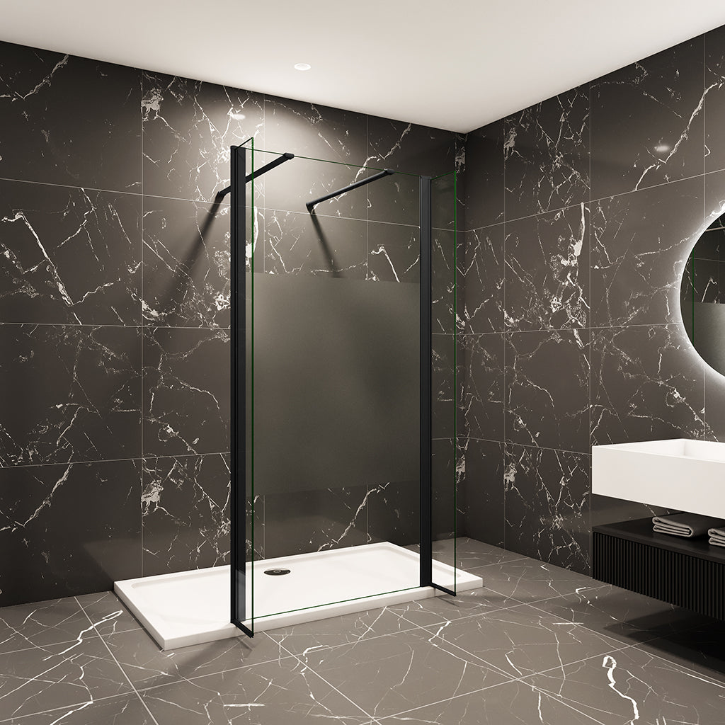 87.7 H.200 cm Walk in Duschwand Festteil mit 2xStabilisationsstange 140cm für badezimmer