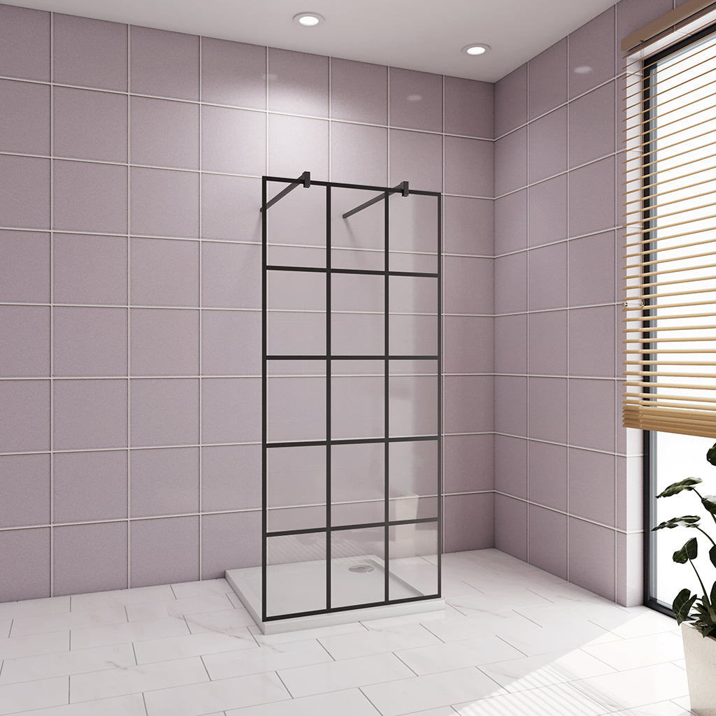 87.7 H.200 cm Walk in Duschwand Gittermuster mit 2xStabilisationsstange 140cm badezimmer ideen