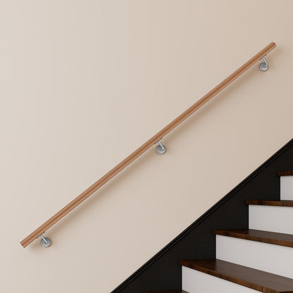 OZEAN Wandhandlauf Edelstahl 80-240 cm | 3mm verstärkte Lasche & 5mm Basis | Silber/Schwarz/Holzoptik