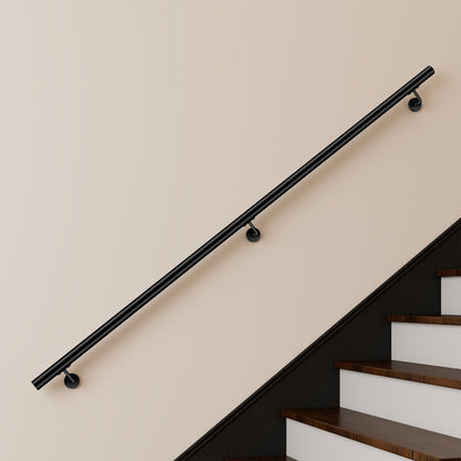 OZEAN Wandhandlauf Edelstahl 80-240 cm | 3mm verstärkte Lasche & 5mm Basis | Silber/Schwarz/Holzoptik