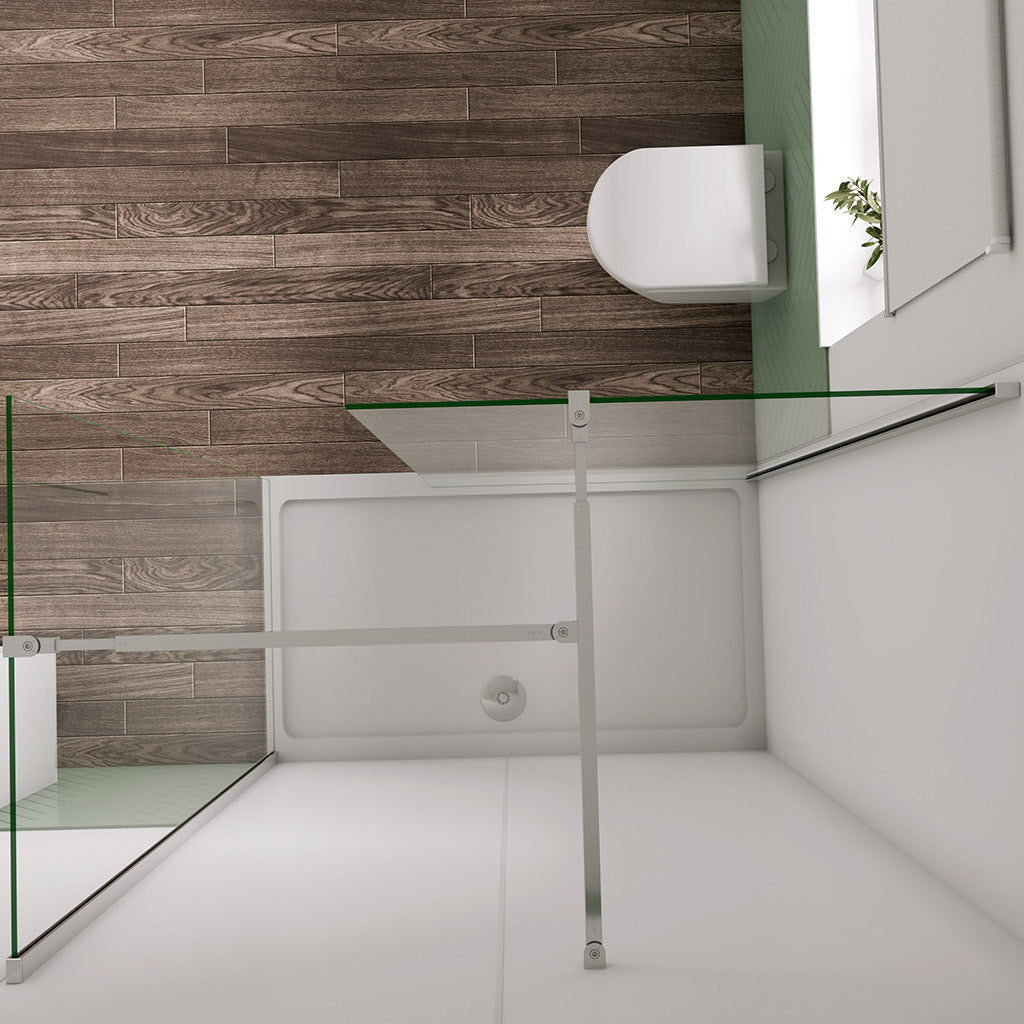 90+30 H.200 cm 10cm glas Walk In als Eckdusche mit Stabilisationsstange 73-120cm für badezimmer