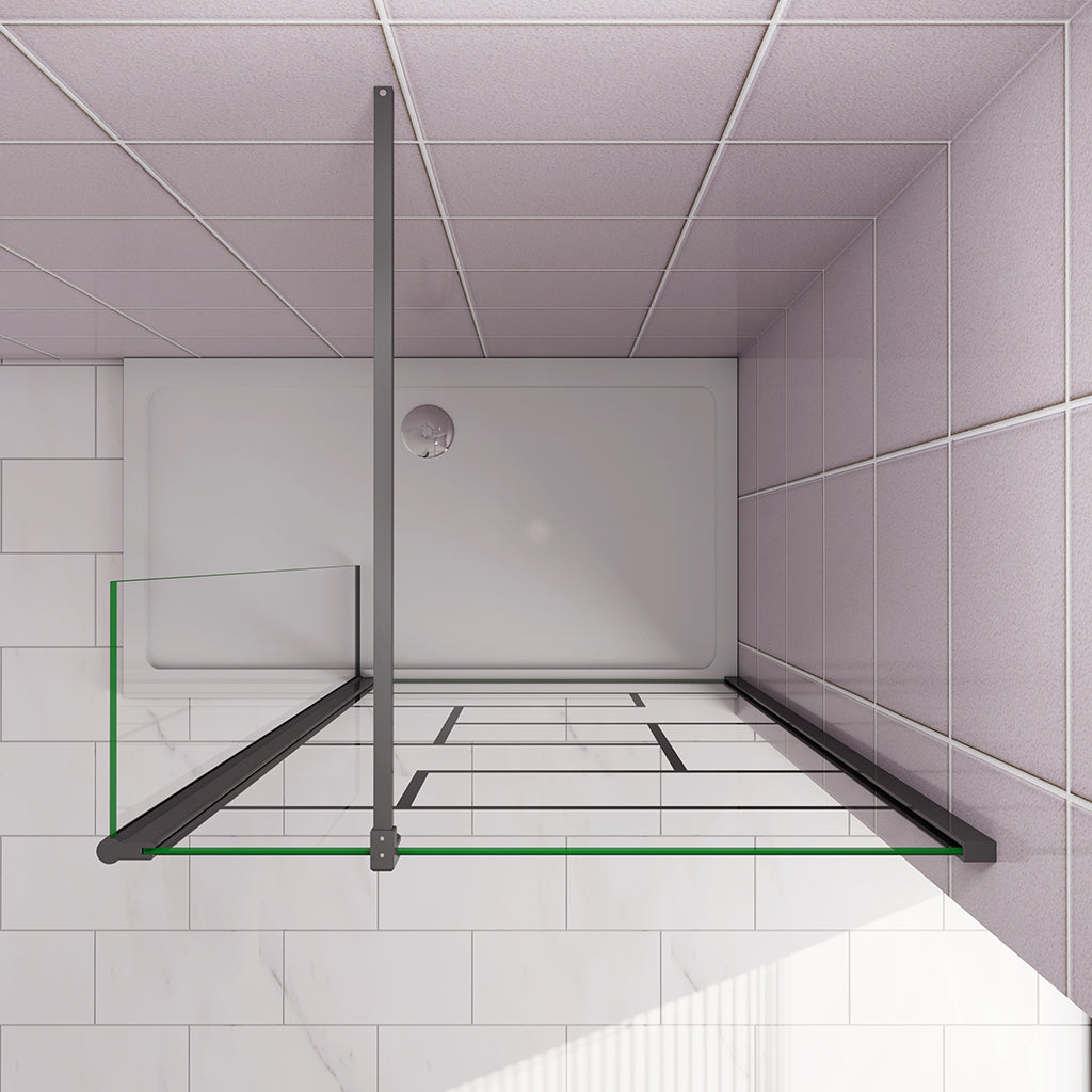 90+40 H.200 cm Walk in Duschwänd mit Schwenkbar Stabilisationsstange 90cm für badezimmer