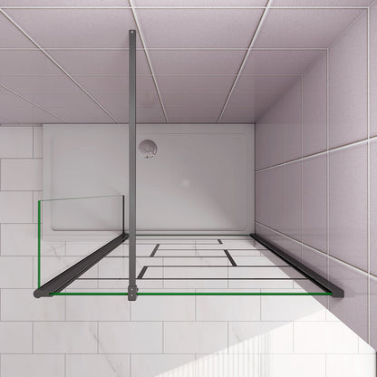90+40 H.200 cm Walk in Duschwänd mit Schwenkbar Stabilisationsstange 90cm für badezimmer