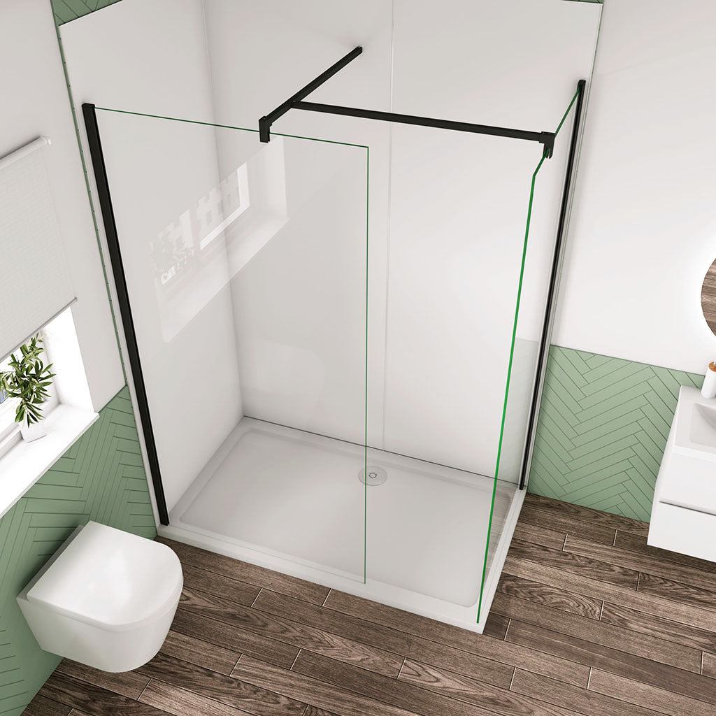 90+80 H.200 cm 10cm glas Walk In als Eckdusche mit Stabilisationsstange 140cm für badezimmer