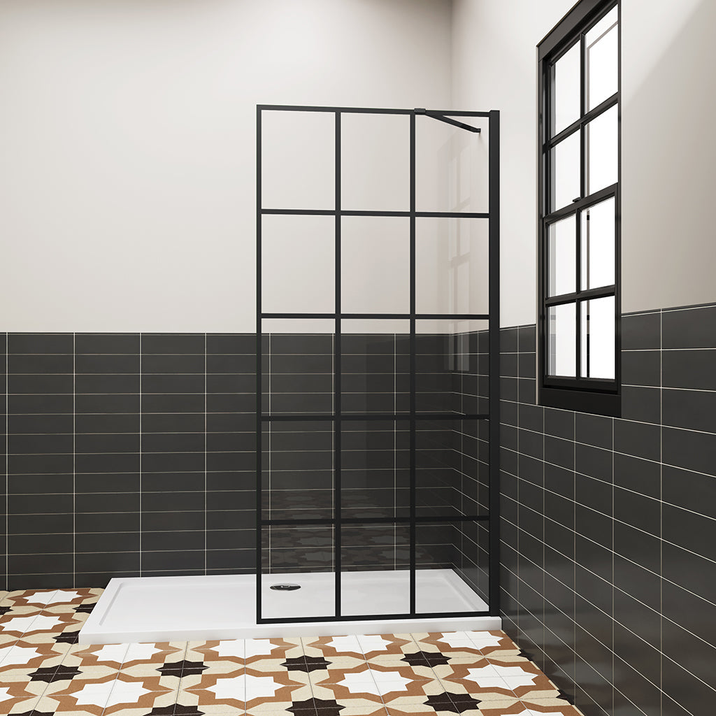 900 H.2000 mm Walk in Duschwand Gittermuster mit Stabilisationsstange 500mm für badezimmer