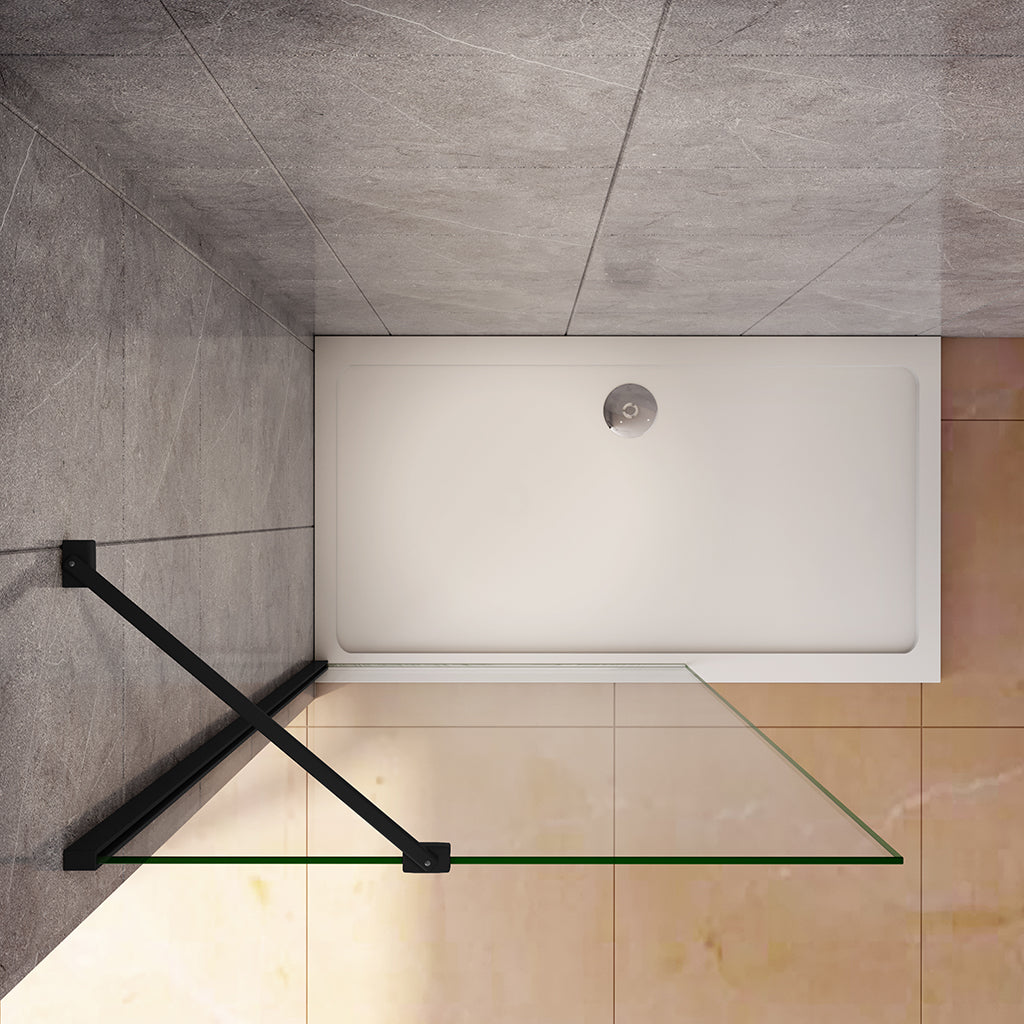 900 H.2000 mm Walk in Duschwand mit Stabilisationsstange Schwarz 450mm für badezimmer