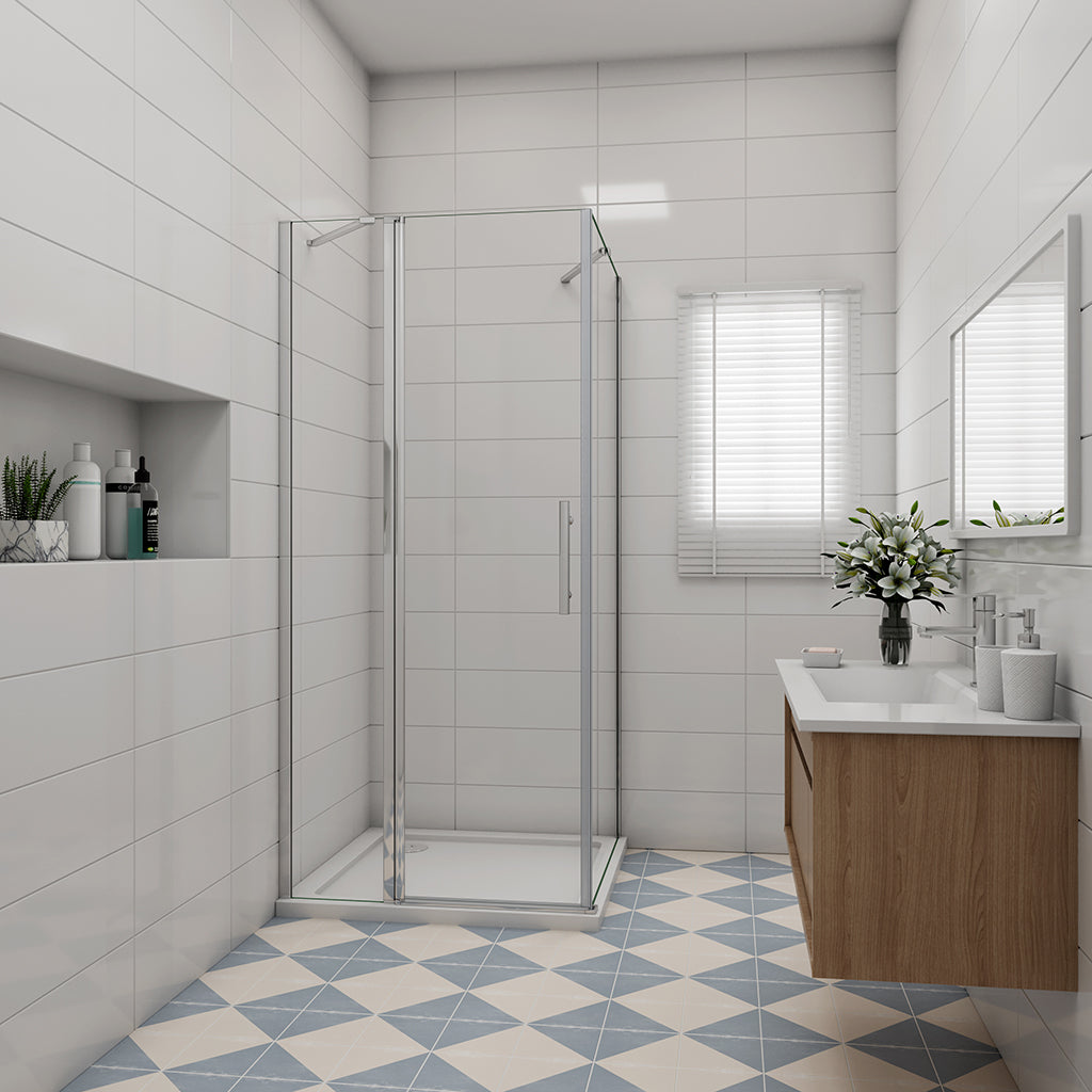 900x760 H.1950 mm Drehtür mit Seitenwand Duschtasse Ablaufgarnitur für badezimmer