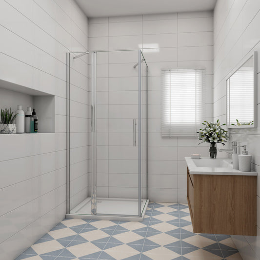 900x900 H.1950 mm Drehtür mit Seitenwand chrom für badezimmer