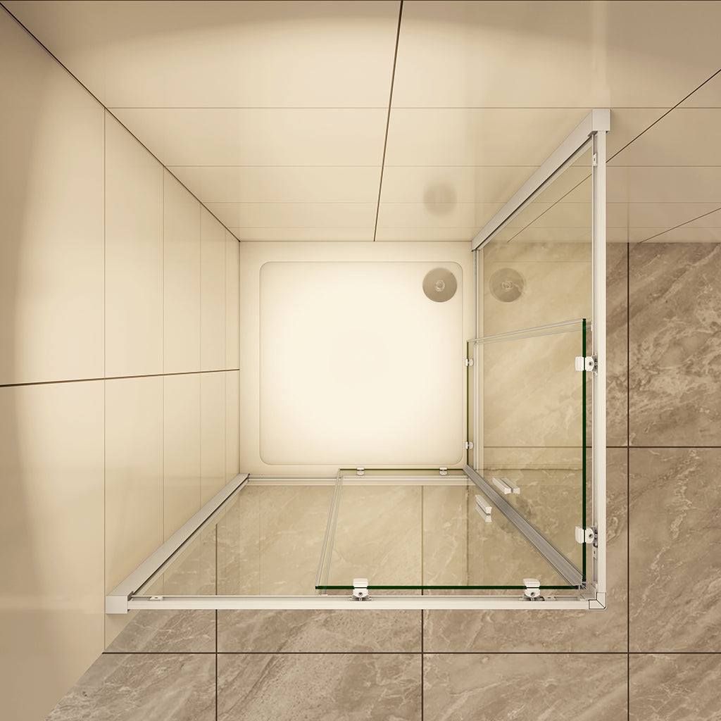 AQUABATOS Eckdusche 70x70 Cm Mit Schiebetüren - 6 Mm ESG Sicherheitsglas, Eloxierte Aluminiumprofile, Höhe 185 Cm