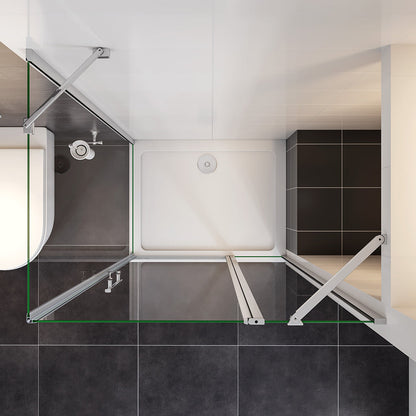 90x70 H.195 cm Glasduschwand Drehtür mit Seitenwand Duschtasse für badezimmer