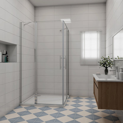 90x80 H.195 cm Drehtür Eckeinstieg Duschtasse für badezimmer
