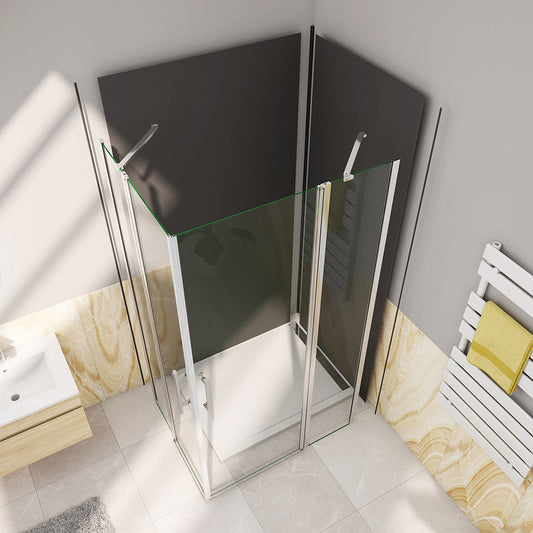 90x80 H.195 cm Drehtür Eckeinstieg Wandverkleidung für badezimmer