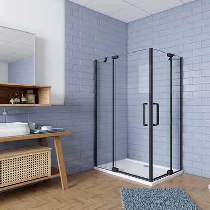 90x90 H.195 cm Drehtür Eckeinstieg Duschtasse dusche für badezimmer
