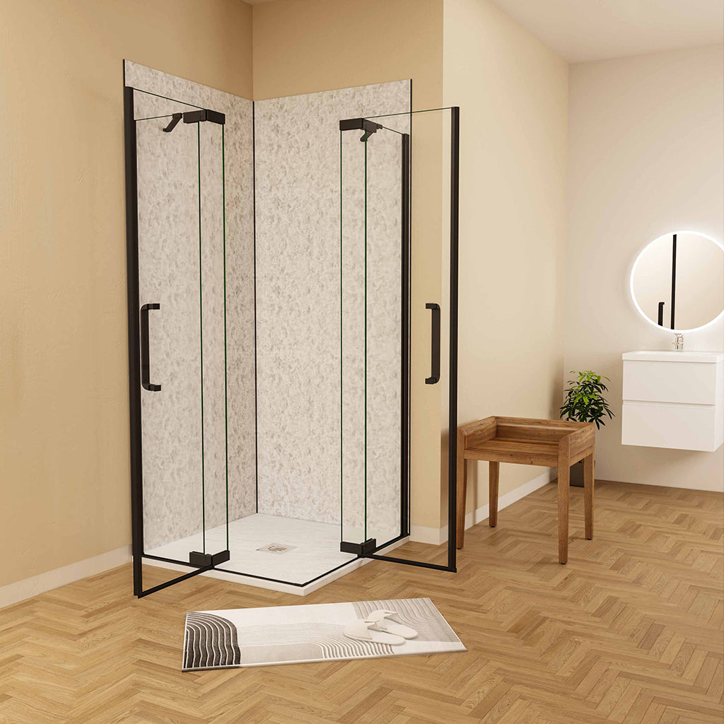 90x90 H.195 cm Drehtür Eckeinstieg Wandverkleidung dusche für badezimmer