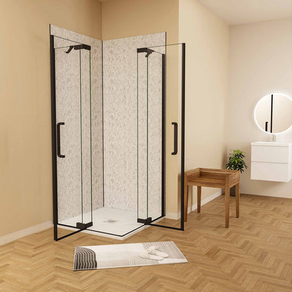 90x90 H.195 cm Drehtür Eckeinstieg Wandverkleidung dusche für badezimmer