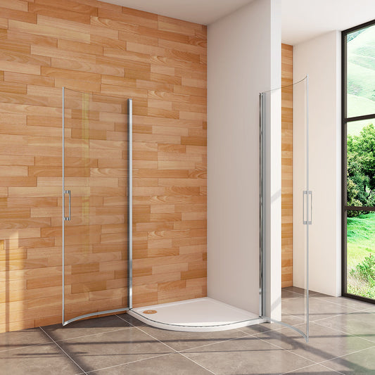 90x90 H.195 cm Drehtür Runddusche Eckeinstieg Duschtasse für badezimmer