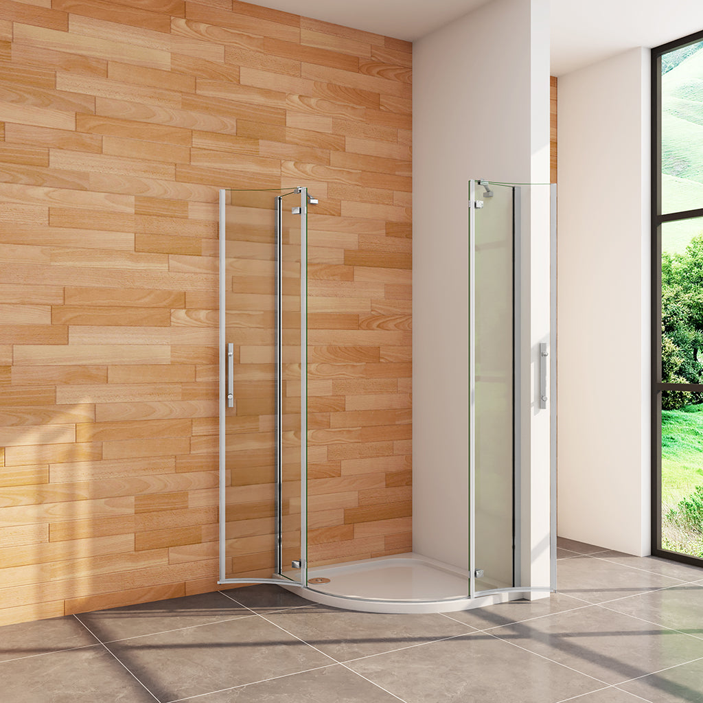 90x90 H.195 cm Falttür Runddusche Eckeinstieg Duschtasse für badezimmer