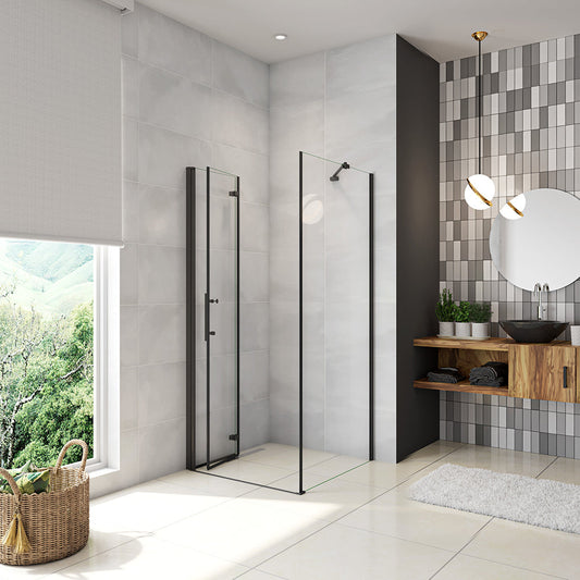 950x700 H.1950 mm Glasdusche Falttür mit Seitenwand