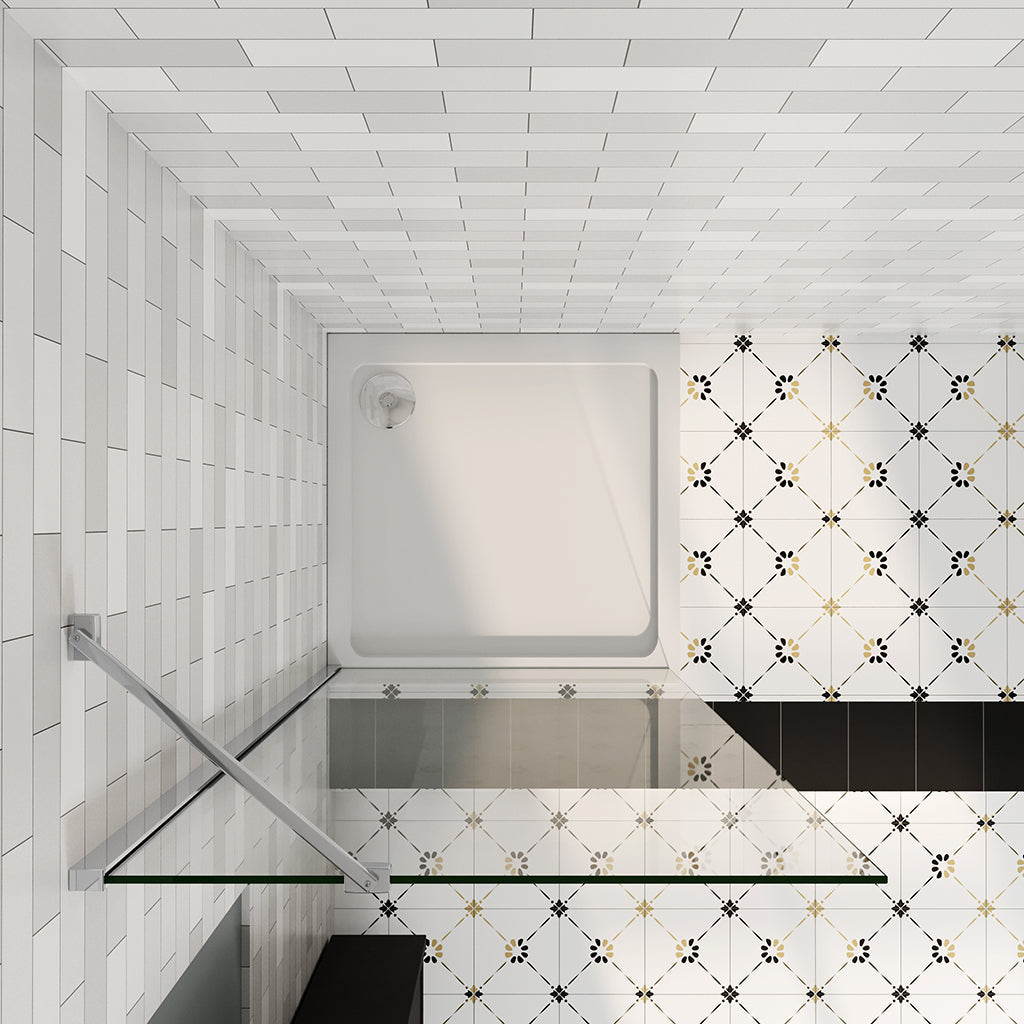 96 H.185 cm Walk in Duschwand mit Stabilisationsstange 45cm für badezimmer