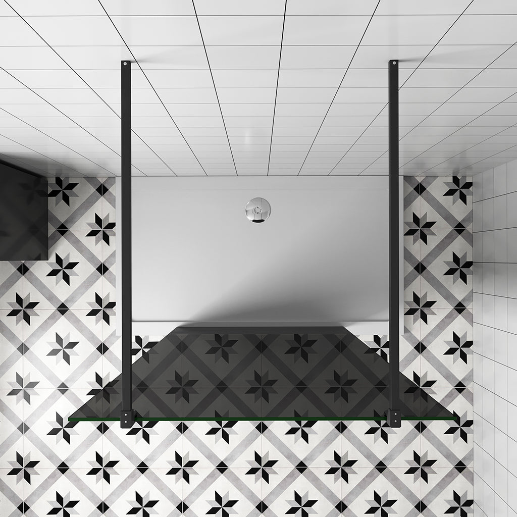 97.7 H.200 cm Walk in Duschwänd Schwarz Schutzfolie mit 2xStabilisationsstange 140cm badezimmer ideen