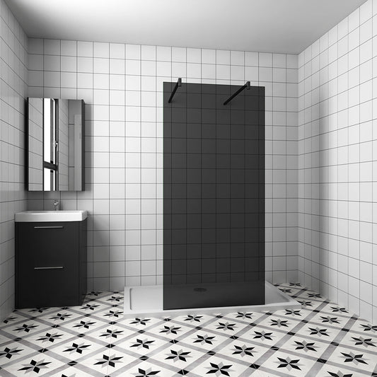 977 H.2000 mm Walk in Duschwand Schwarz Schutzfolie mit 2xStabilisationsstange 1400mm für badezimmer