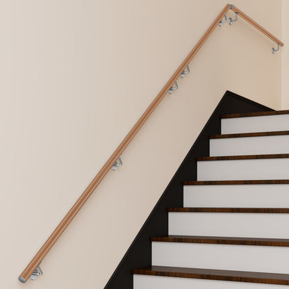 OZEAN Wandhandlauf Edelstahl 80-240 cm | 3mm verstärkte Lasche & 5mm Basis | Silber/Schwarz/Holzoptik