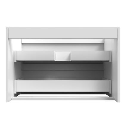 Badezimmermöbel 80cm Mineralguss Waschtisch mit Unterschrank Badmöbel set Badezimmerschränke mit 2 Soft-Close Schubladen Weiß Matt