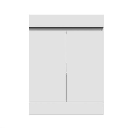 Badmöbel Set 60 cm Breit Weiß Matt Badezimmermöbel Mineralguss waschbecken mit unterschrank 2 Soft-Close Türen Standschrank