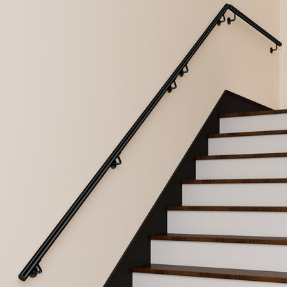 OZEAN Wandhandlauf Edelstahl 80-240 cm | 3mm verstärkte Lasche & 5mm Basis | Silber/Schwarz/Holzoptik