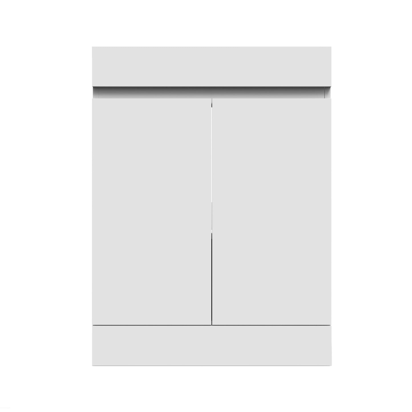 Badmöbel Set 60 cm Breit Weiß Matt Badezimmermöbel Keramik waschbecken mit unterschrank 2 Soft-Close Türen Standschrank