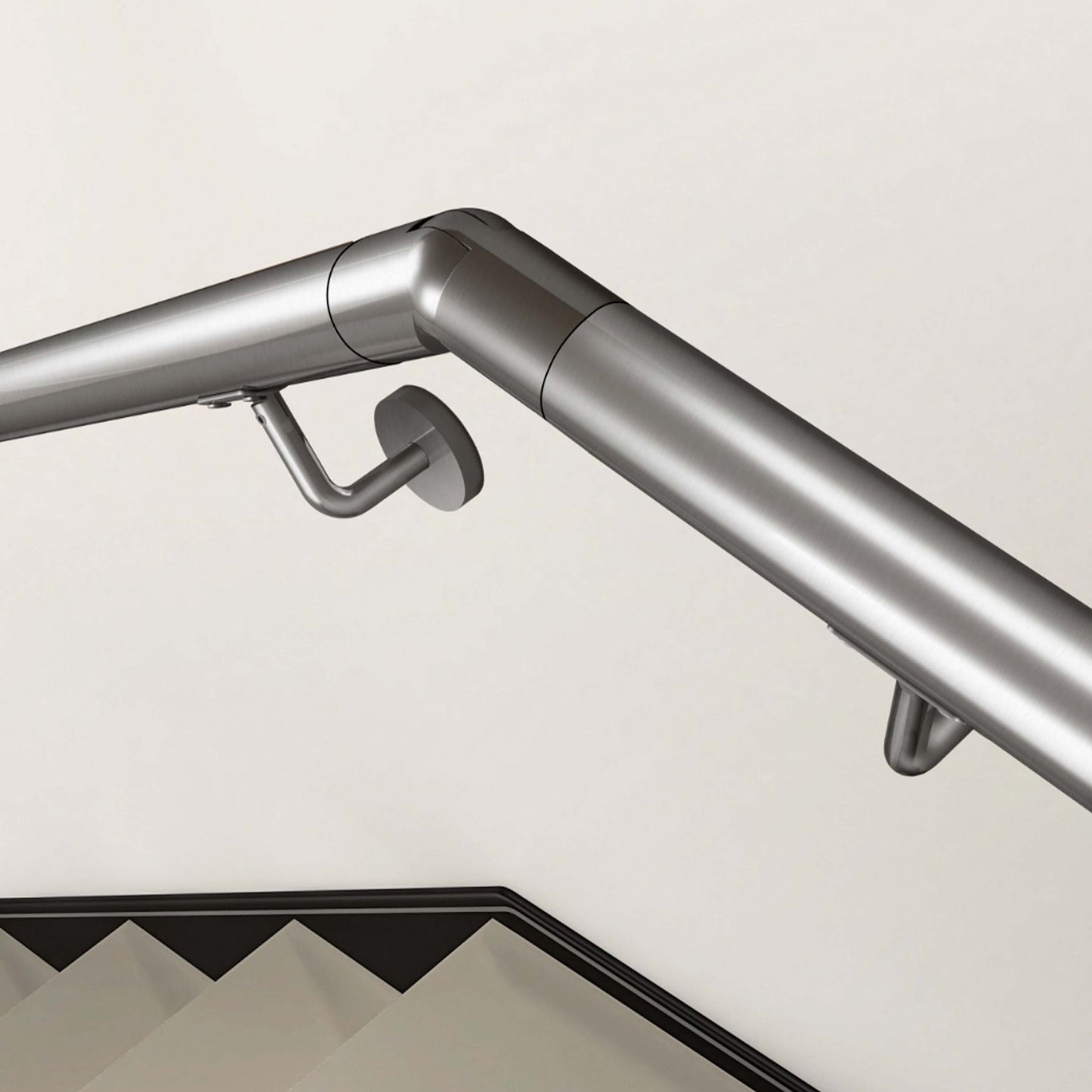 OZEAN Edelstahl Wandhandlauf Set - Silber - 80cm bis 200cm | Treppengeländer für Innen & Außen