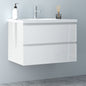 Badezimmermöbel 80cm Keramik Waschtisch mit Unterschrank Badmöbel set Badezimmerschränke mit 2 Soft-Close Schubladen Hochglanz Weiß