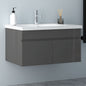 Badezimmer Badmöbel 80cm Keramik Waschtisch mit Unterschrank Hängeschrank Hochglanz Dunkelgrau Badezimmerschränke Badschrank mit 2 Soft-Close Türen