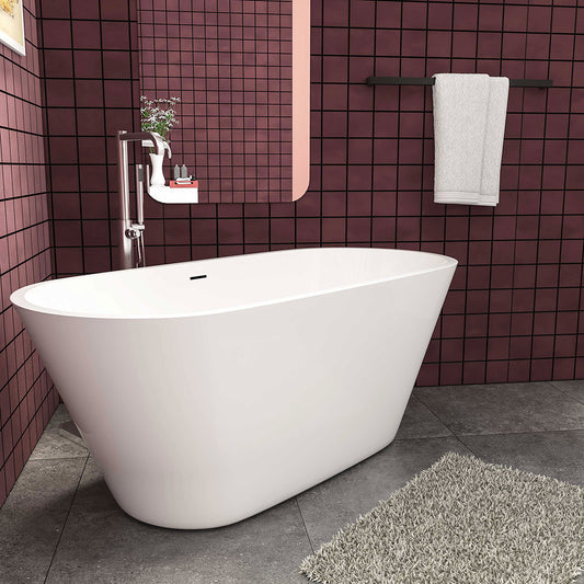Badewanne Oval Freistehende Badewanne, weiß, Acrylbadewanne 150x70cm