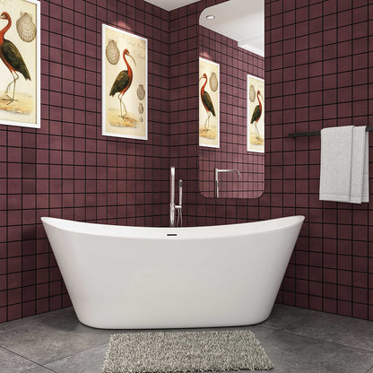 Badewanne Schiffsform-Freistehende Badewanne, weiß, Acrylbadewanne 170x72 cm