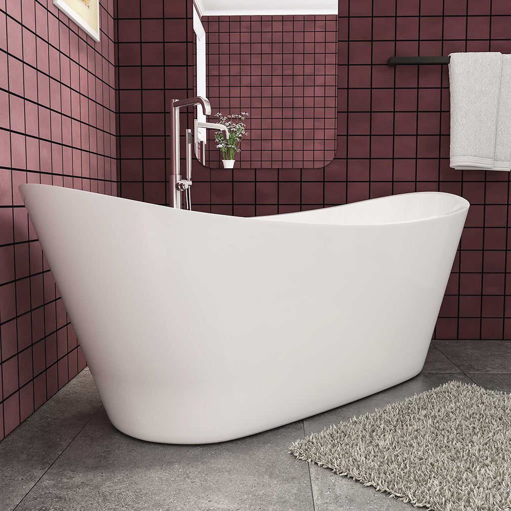 Badewanne Schiffsform-Freistehende Badewanne, weiß, Acrylbadewanne 170x72 cm