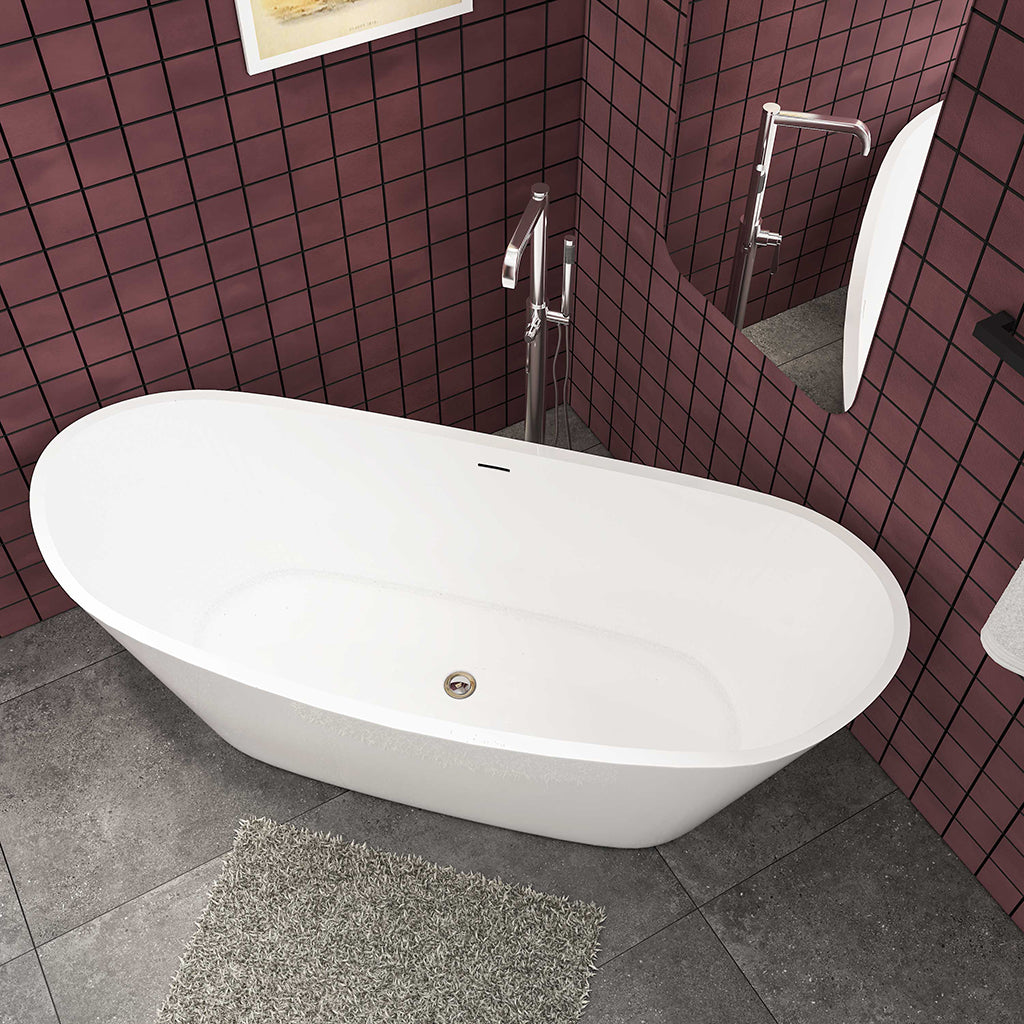 Badewanne Schiffsform-Freistehende Badewanne, weiß, Acrylbadewanne 170x72 cm