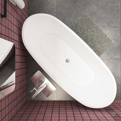 Badewanne Schiffsform-Freistehende Badewanne, weiß, Acrylbadewanne 170x72 cm