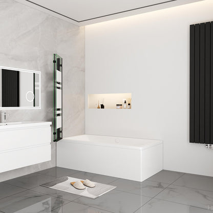 Nano Glas Faltwand Drehwand Trennwand Badewannenaufsatz Duschwand Abtrennung 130 cm Schwarz